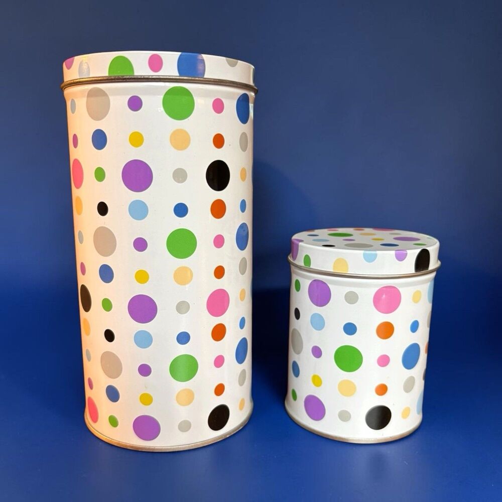 IKEA Nidelva Polka Dot Tins 6” And 3.25” Nesting VTG